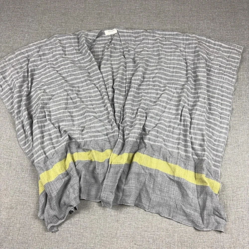 Mer-Sea & Co Womens Gray Striped Open Front Poncho Cardigan Shawl Wrap Coastal